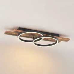 Lindby LED plafondlamp Sentoa, hout, 75 cm lang, 3.000 K