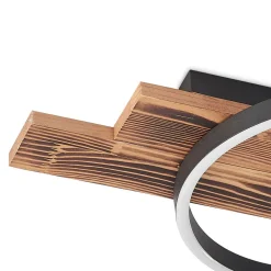 Lindby LED plafondlamp Sentoa, hout, 75 cm lang, 3.000 K