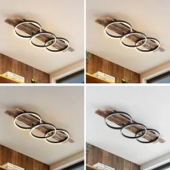 Lindby LED plafondlamp Sentoa, hout, 100 cm lang, 3.000 K