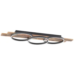 Lindby LED plafondlamp Sentoa, hout, 100 cm lang, 3.000 K