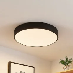 Lindby LED plafondlamp Simera, Ø 50cm, zwart, metaal