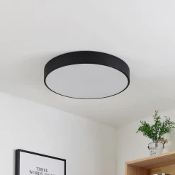 Lindby LED plafondlamp Simera, Ø 50cm, zwart, metaal