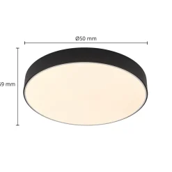 Lindby LED plafondlamp Simera, Ø 50cm, zwart, metaal