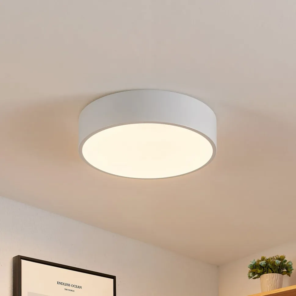 Lindby LED plafondlamp Simera, Ø 30cm, wit, metaal
