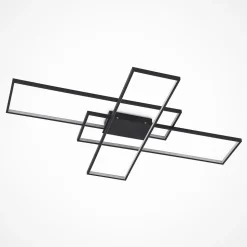 Lindby LED plafondlamp Tetson, zwart, metaal, dimbaar