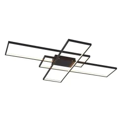 Lindby LED plafondlamp Tetson, zwart, metaal, dimbaar