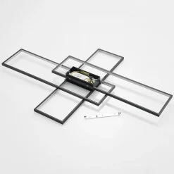 Lindby LED plafondlamp Tetson, zwart, metaal, dimbaar