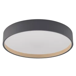 Lindby LED plafondlamp Todor, 50 cm, antraciet, CCT, hout