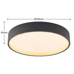 Lindby LED plafondlamp Todor, 50 cm, antraciet, CCT, hout
