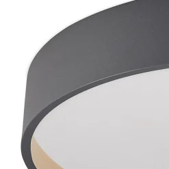 Lindby LED plafondlamp Todor, 50 cm, antraciet, CCT, hout