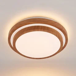 Lindby LED plafondlamp Vaako, Ø 41 cm, metaal, houtlook