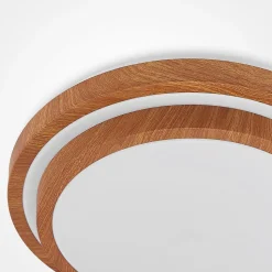 Lindby LED plafondlamp Vaako, Ø 41 cm, metaal, houtlook