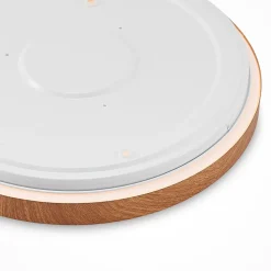 Lindby LED plafondlamp Vaako, Ø 41 cm, metaal, houtlook