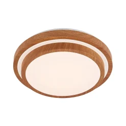 Lindby LED plafondlamp Vaako, Ø 41 cm, metaal, houtlook