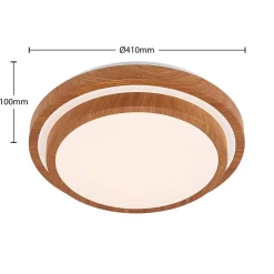 Lindby LED plafondlamp Vaako, Ø 41 cm, metaal, houtlook