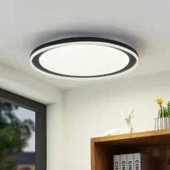 Lindby LED plafondlamp Verdan, zwart, metaal, dimbaar, CCT