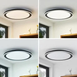Lindby LED plafondlamp Verdan, zwart, metaal, dimbaar, CCT