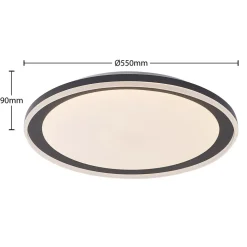 Lindby LED plafondlamp Verdan, zwart, metaal, dimbaar, CCT