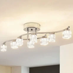 Lindby LED plafondlamp Yaro, 8-lamps, chroom, dimbaar