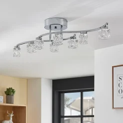 Lindby LED plafondlamp Yaro, 8-lamps, chroom, dimbaar