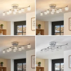 Lindby LED plafondlamp Yaro, 8-lamps, chroom, dimbaar