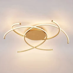 Lindby LED plafondlamp Yareli, goud, metaal, Ø 70cm