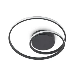 Lindby LED plafondlamp Youna, zwart, aluminium, 39 cm, dimbaar