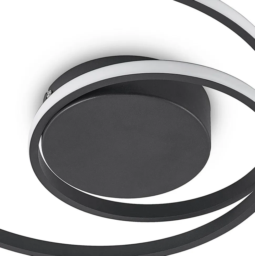 Lindby LED plafondlamp Youna, zwart, aluminium, 39 cm, dimbaar