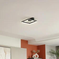 Lindby LED plafondlamp Yulla, 34 cm, zwart, sensor