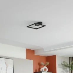 Lindby LED plafondlamp Yulla, 34 cm, zwart, sensor