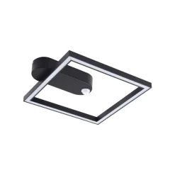 Lindby LED plafondlamp Yulla, 34 cm, zwart, sensor