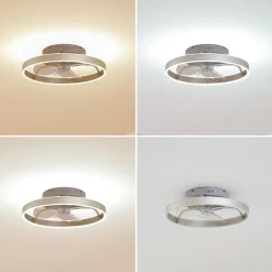 Lindby LED plafondventilator Momitu, zilver, stil, Ø 50 cm