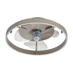 Lindby LED plafondventilator Momitu, zilver, stil, Ø 50 cm