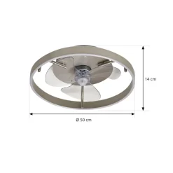 Lindby LED plafondventilator Momitu, zilver, stil, Ø 50 cm