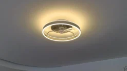 Lindby LED plafondventilator Momitu, zilver, stil, Ø 50 cm