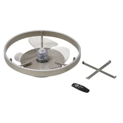 Lindby LED plafondventilator Momitu, zilver, stil, Ø 50 cm