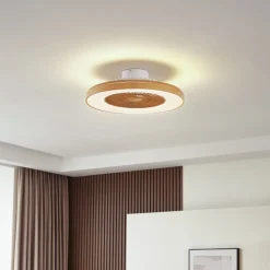 Lindby LED plafondventilator Teleo, Ø 58 cm, houtkleurig, CCT