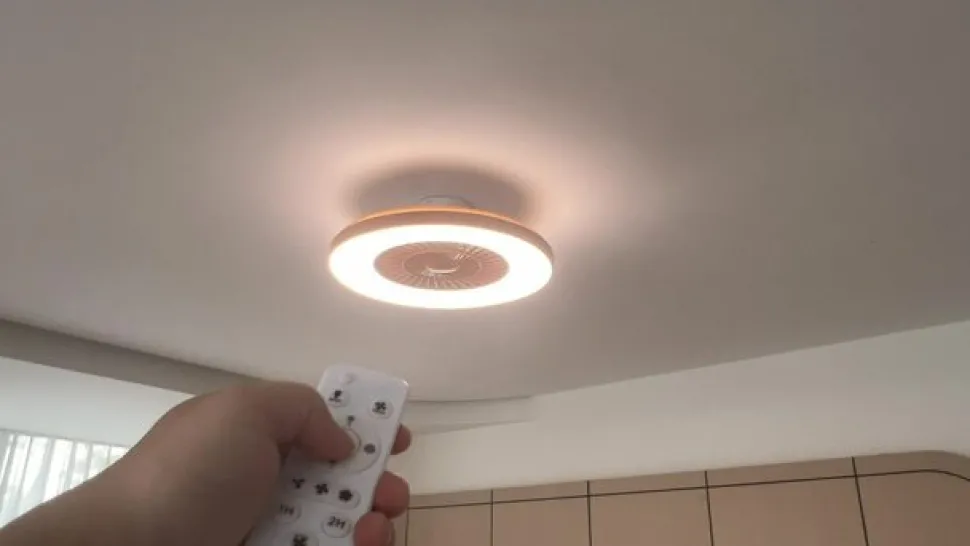 Lindby LED plafondventilator Teleo, Ø 58 cm, houtkleurig, CCT