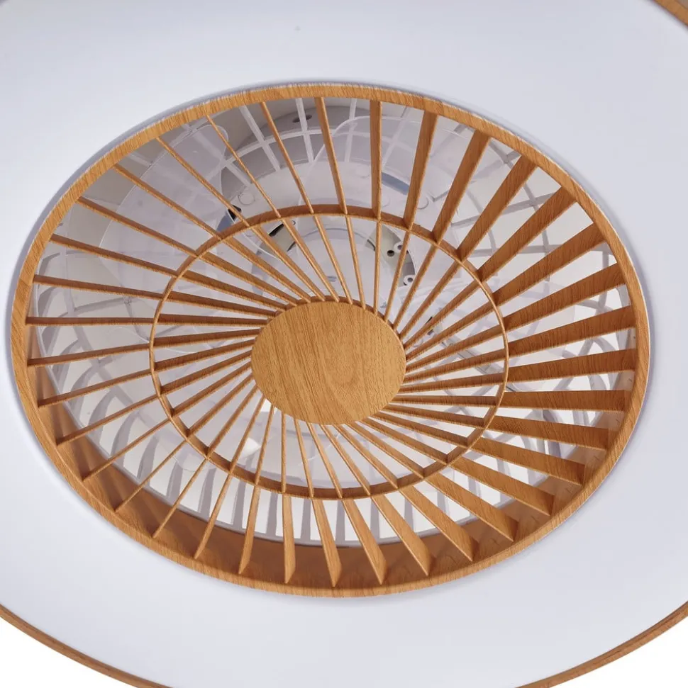 Lindby LED plafondventilator Teleo, Ø 58 cm, houtkleurig, CCT