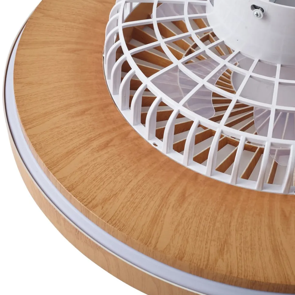 Lindby LED plafondventilator Teleo, Ø 58 cm, houtkleurig, CCT