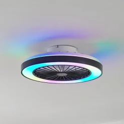 Lindby LED plafondventilator Teleo, Ø48 cm, zwart, DC, Tuya