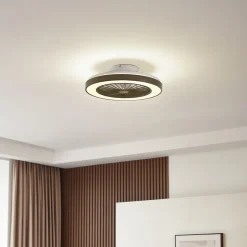 Lindby LED plafondventilator Teleo, Ø48 cm, zwart, DC, Tuya