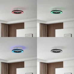 Lindby LED plafondventilator Teleo, Ø48 cm, zwart, DC, Tuya