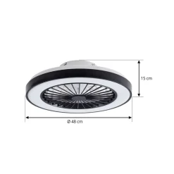 Lindby LED plafondventilator Teleo, Ø48 cm, zwart, DC, Tuya