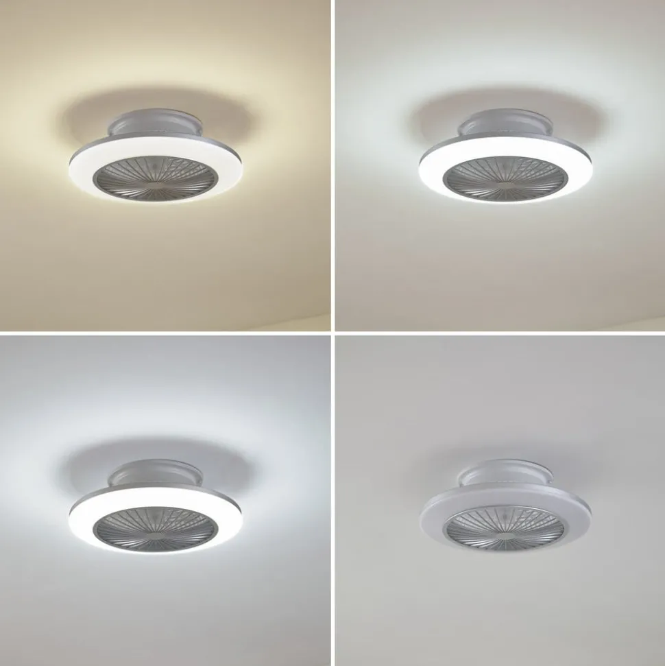 Lindby LED plafondventilator Mamuti, zilver, stil, Ø 55 cm