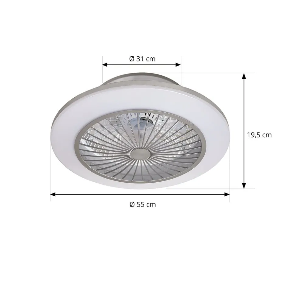Lindby LED plafondventilator Mamuti, zilver, stil, Ø 55 cm