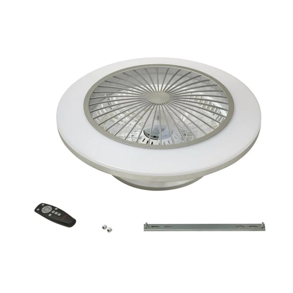 Lindby LED plafondventilator Mamuti, zilver, stil, Ø 55 cm