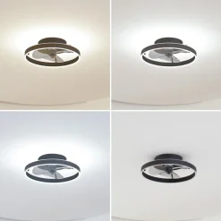 Lindby LED plafondventilator Momitu, zwart, stil, Ø 50 cm