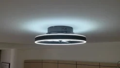 Lindby LED plafondventilator Momitu, zwart, stil, Ø 50 cm