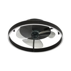 Lindby LED plafondventilator Momitu, zwart, stil, Ø 50 cm